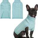 Large Dog Sweater, Thermal Knitted Dog Sweater for Cold Weather,Turtleneck Long Sleeve Cable Knitwear, Large Solid Pullover Pet Sweater for Medium Large Dogs SM Bule (Blue)