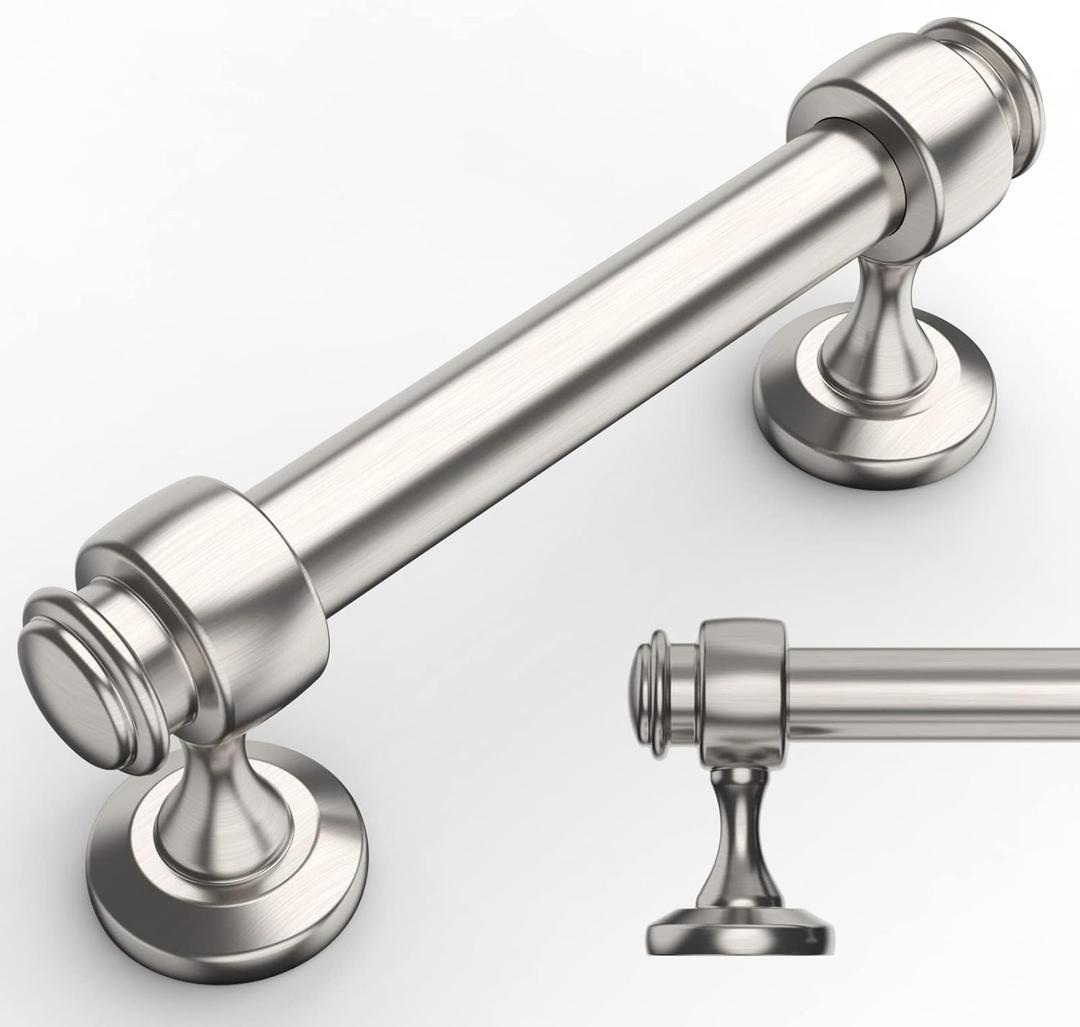 Amerdeco 10 Pack Brushed Satin Nickel Cabinet Pulls 3 Inch Hole Centers, 4 Inch Length Handles for Kitchen Cabinet Hardware,Solid Cabinet Handles for Bathroom Drawer Handles IH0005