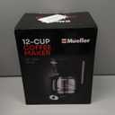Mueller 12-Cup Drip Coffee Maker - Borosilicate Carafe, Auto-Off, Reusable Filter, Anti-Drip, Keep-Warm Function, Clear Water Level Window Coffee Machine, Kitchen Essentials & Accessories (Black)