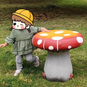 Mushroom Resin Statue 20.8'' High Indoor Outdoor Table Over Sized Sculpture Courtyard Lawn Pond Ornament Garden Outdoor Patio Round Table Stool Decoration Red Mushroom