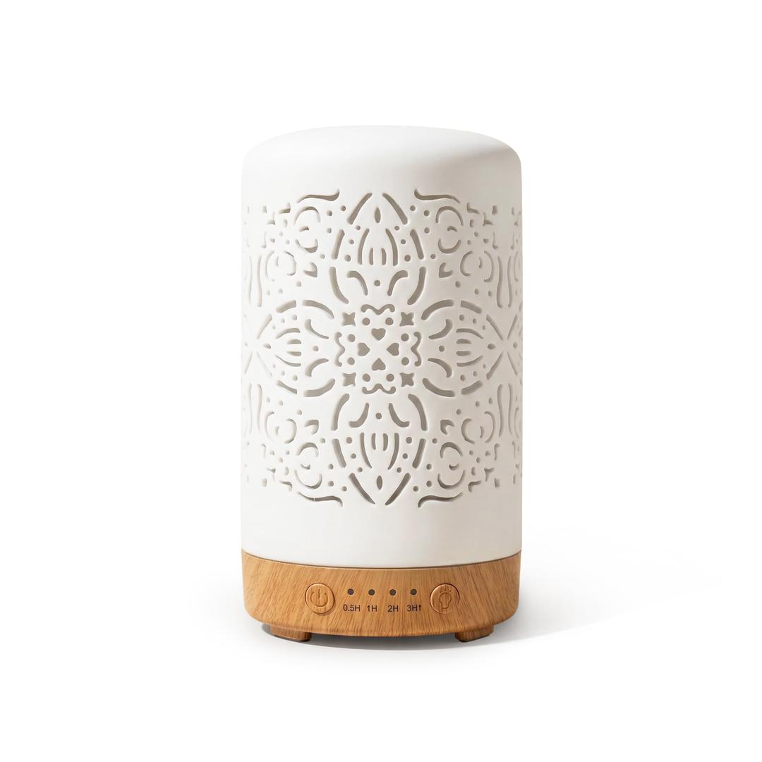 Earnest Living Essential Oil Diffuser Ceramic Artificial Succulent Plants Potted Diffuser 100 ml for Lavender Essential Oils Timers Night Lights and Auto Off Humidifier Aromatherapy Diffusers for Gift
