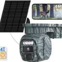 4G LTE Solar Cellular Security Camera Outdoor, Battery Power, No WiFi Wireless Camera with SIM Card Subscription Plan, 2 Way Talk, 355 View, 2K Vision, PIR Motion Sensor, Farm (Camouflage)