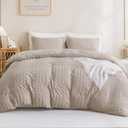 Litanika King Size Comforter Set Khaki, 3 Pieces Lightweight Seersucker Bedding Comforters Sets, Soft Bed Set (104x90In Comforter & 2 Pillowcases)