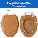 Wood Toilet Seat in Oak, Elongated, Soft Close, Magnetic Quick-Release for Easy Cleaning, Arch-Tite Never Loosens, Adjustable Fit