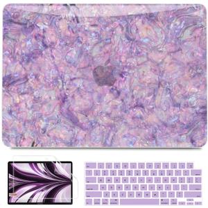 B BELK Compatible with MacBook Air 13 inch Case 2026 2025 2024 2023 2022 M4 M3 M2 A3240 A3113 A2681, Plastic Hard Shell +Keyboard Cover +Screen Skin for MacBook Air 13.6 inch Case, Shiny Purple Pearl