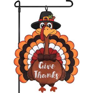 Thanksgiving Garden Flag Outdoor Decorations for Outside Double-Sided Printed, Large Fall Turkey Winter Autumn Yard Flags House Banner Yard Sign Seasonal Decoration