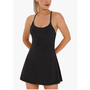 Womens Tennis Dress, Athletic Dress with Built-in Bra & Shorts Pockets Summer Dresses for Women Golf Outfits for Workout Size L