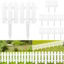 ELECLAND 12 Pieces Garden Fence with 12 Pieces Fence Insert White Plastic Fence Garden Picket Fence Edgings Lawn Flowerbeds Plant Borders Decorative Garden Yard