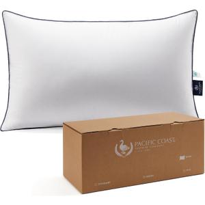 Pacific Coast Bed Pillow, Hotel Collection Goose Feather and Down Pillow for Sleeping, 3-Chamber Design, Medium Supportive, Standard Size