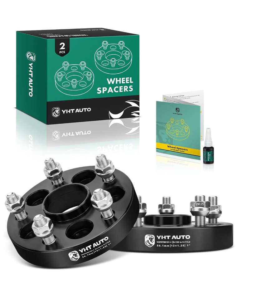 YHTAUTO 5x100 to 5x114.3 Hub Centric Wheel Adapter 1 Inch Compatible with Saab, Scion, Subaru & Toyota Models, Forester, Legacy, Tire Adapters w/ M12x1.25 Studs 56.1mm Hub Bore 5 Lug 2PCS Black