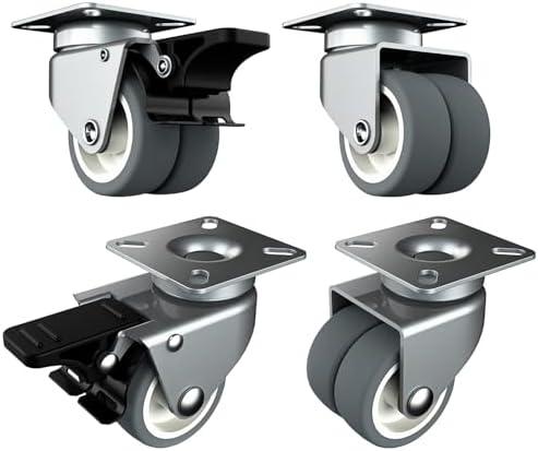 2 inch Swivel Caster Wheels Set of 4 Total Capacity 880 lbs Heavy Duty Casters for Furniture No Noise TPR Wheels with Screws