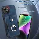 Case for iPhone 14 Wallet Case with Card Holder 360 Rotation Finger Ring Holder Stand, PU Leather Case Shockproof Protection Phone Case for Men WomenDark Blue