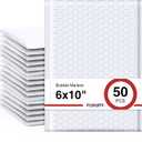 Fuxury Bubble Mailers 6x10 Inch White 50 Pack Padded Envelopes Usable Size 6x9" Thick Mailing Envelopes Bubble Opaque Padded Mailers Shipping Bags for Mailing Jewelry Makeup Small Business#0