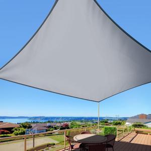 Waterproof Sun Shade Sail 10' x 12' Rectangle UV Block Sunshade,Heavy Duty Permeable 185GSM Backyard Shade for Backyard Yard Deck Patio Garden Outdoor Activities and Facility-Gray (Gray, 10 X 12 FT)