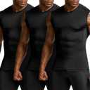 TSLA mens Baselayer Tops Sleeveless 2XL Black