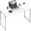 HealSmart Home Office Computer Small White Desk, Wooden Simple Design PC Desk with Headphone Hook, 47"