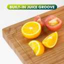 Durable Bamboo Cutting Boards for Kitchen  3-Piece Set with Deep Juice Grooves, Carbonized Surface & Heavy-Duty Design, Perfect for Charcuterie, Meat, and Vegetables