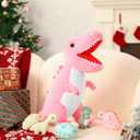MorisMos Dinosaur Stuffed Animal with Babies,23.6'' Big Mommy Stuffed Dino T-rex with 3 Baby Dino Stuffed Toys & 3 Eggs Plush Inside Belly, Boy Girl Dinosaur Toys for Kids 3-5, Pink T-rex Toys Gift