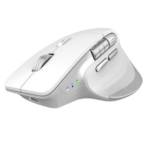 Wireless Bluetooth Mouse, Ergonomic Rechargeable Silent Mouse with Multi-Device, Adjustable DPI, Flying Scroll & Thumb Wheel, Bluetooth Mice for Laptop, Computer, Tablet, Smartphone (White)