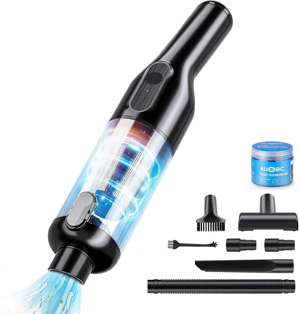 Car Vacuum Cleaner,100W/22Kpa/30Mins,Lightweight Mini High Power Portable Handheld Cordless Vacuum Pro, Small Rechargeable Extractor Vacuum Detailing with Cleaning Gel for Car, Home and Office