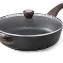 SENSARTE Nonstick Frying Pan Skillet with Lid, 10.5 Inch Deep Frying Pan, 3.8 Qt Non Stick Saute Pan with Cover, Induction Pan, Healthy Non Toxic Cooking Pan with Helper Handle, PFOA PFOS Free
