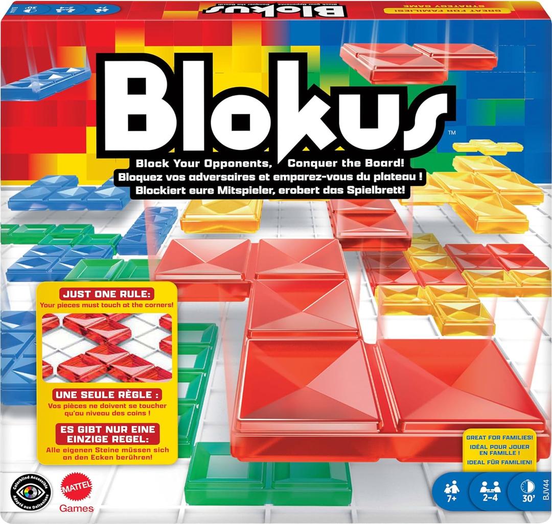 Mattel Games Blokus Strategy Board Game for Kids & Families with Color Blind Accessible Pieces & Just One Rule