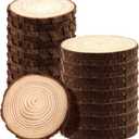 JAPCHET 30 Pack 5-5.5 Inch Natural Wood Slices, 0.4 in Thick Wooden Circle with Bark, Unfinished Wood Log Discs for Christmas and Wedding Decorations