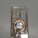 Magnetic Kickstand (Glitter Lens Protector ) Case for iPhone 15 14 13 12 Pro Max (Compatible with Magsafe ) Sparkling Diamond Cover Glitter Shiny Rhinestone Cases (Gold,for iPhone 15 Pro Max)