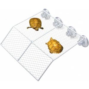 Turtle Basking Platform Large, Heavy Duty Metal turtle Platform for Aquarium, Turtle Tank Accessories, Rustproof Material with Strong Suction Cups, White 11"x11"x1.7"