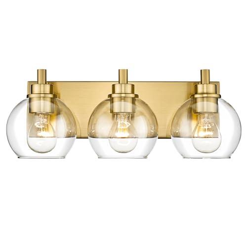 DORESshop 3-Light Gold Bathroom Light Fixtures with Opal Shades, Brushed Metal Gold Vanity Light Over Mirror, Modern Wall Sconce Lighting for Bedroom Hallway Dressing Room Powder Room