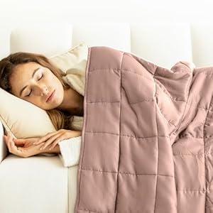 Luna [Weighted Blanket Cotton Cooling] Breathable 100% Oeko-Tex Premium Quality | Cool Soft All Seasons Weighted Blankets for Adults [15lbs - Queen 60''x80''] [Blush], (Luna-CTN-QN-15-BL)
