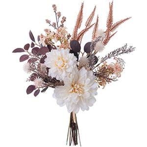 Artificial Flowers Fall Decor Wedding Bouquet, Silk Dahlia Fake Flowers for Dining Table Decor Centerpieces, Wedding Bridal DIY Bouquet Halloween Christmas Home DcorRetro (11 x 16in)