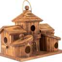 COLEBA Bird Houses for Outside,Outdoor 5 Hole Bird House Room for 5 Bird Families Bluebird Finch Cardinals Hanging Birdhouse for Garden