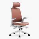 Sunaofe Boss Pro Leather Ergonomic Office Chair with Footrest - Executive Chair, 4D Armrests, Adaptive Lumbar, 125° Recline, 300lb Capacity, White Frame/Dark Brown