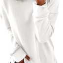 Dokotoo Womens Casal Ladies Long Sleeve Crewneck Sweatshirt Loose Fit Solid Basic Comfy Pullover Tunic Shirts Tops Blouse Side Split Fall 2026 Fashion, White, Small