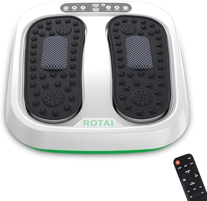 ROTAI Shiatsu Foot Massager Pain Sore Feet Calves Relief Vibration and Rotation Acupressure Systems Improve Circulation Electric Device with Remote Control White
