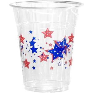 Party Essentials Soft Plastic Printed Party Cups, 12-Ounce, Patriotic Stars, 20-Count
