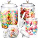 Nuogo 4 Pcs Plastic Candy and Cookie Jars with Lids Clear Cookie Container Candy Jars Large Airtight Apothecary Storage Organization for Wedding Home Kitchen Bar (30/42/64/128 oz)