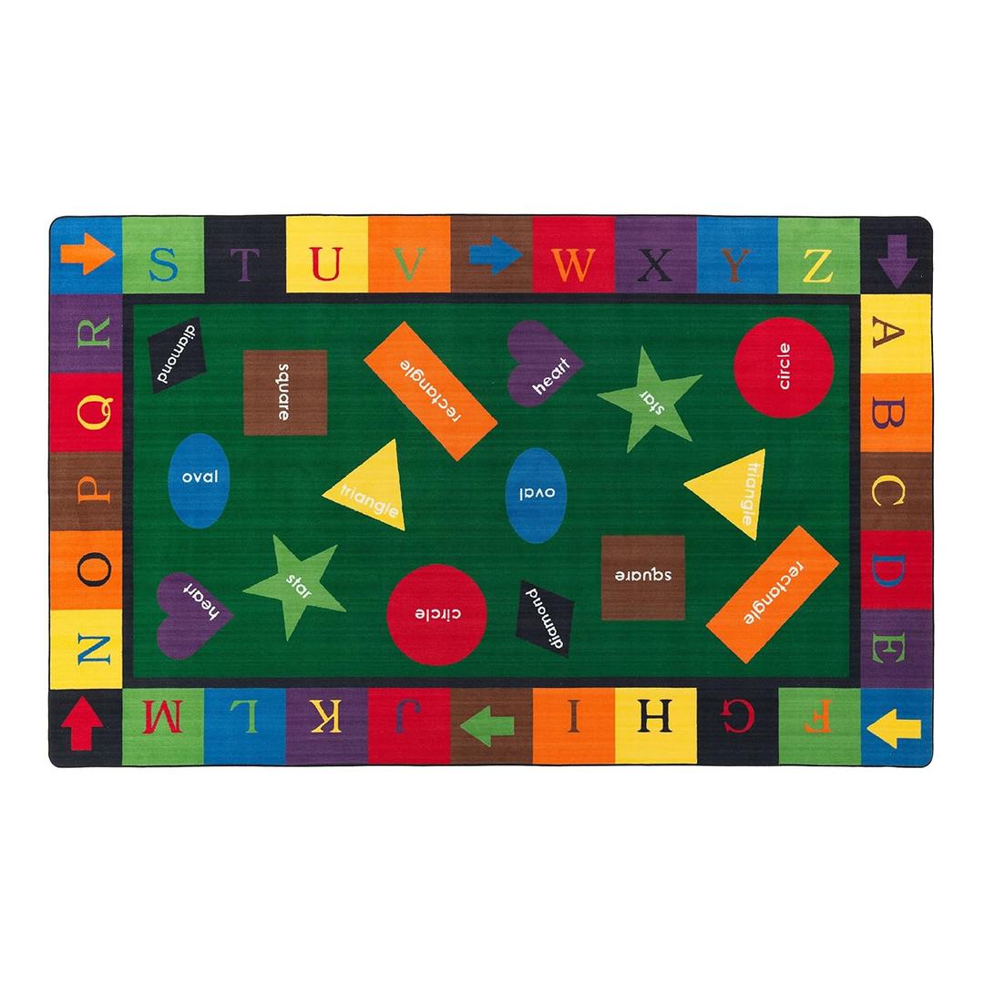 Flagship Carpets Simple Shapes Educational Carpet Rug for Home or School Learning Area, Classroom, Kid's Bedroom or Playroom, 7'6" x 12', Primary
