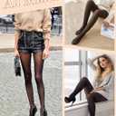 RISSCAN Fleece Lined Tights for Women Warm Control Top Pantyhose High Waist Thermal leggings Stirrup Footed Tights (XL)