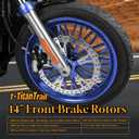 14" Front Brake Rotor Polished Dual Discs for Harley 2008-up Touring, Blue