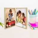 Golden State Art, Light Gold 6x8 Hinged Double Metal Frame - Floating Effect for 5x7, 4x6 or any Smaller Photos with Real Glass for Protection - Elegant Desktop Decor for Home or Office