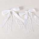 White Lace Ribbon Hair Bow Clips with Long Tail 5.5" Large Lace Alligator Barrettes Hairpins for Women Girls,Wedding Communion Bachelorette Party Dress Decor Accessories, Bridal Shower Gift