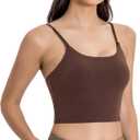 Lemedy Women Padded Sports Bra Fitness Workout Running Shirts Yoga Tank Top (Medium, Coffee Brown)