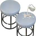 PU Bar Stool Covers - Waterproof, Washable Round Seat Covers with Elastic Bands for 12-17 Inch Chair (2Pcs, Beige)