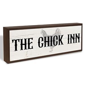 Farm Decor, The Chic Inn Sign, Funny Outdoor Garden Farm Signs, Farmhouse Hen House Coops Decor, Country Style Home Decors, Chicken Gifts 9.5x3.1x1 inches