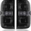 Dark-Red Tail Lights for 2014-2019 Chevy Silverado 1500/2500/3500 & 2015-2019 GMC Sierra 2500/3500 | Factory 3-Bulb Housing Only | Driver+Passenger Pair (No Bulbs/Harness)