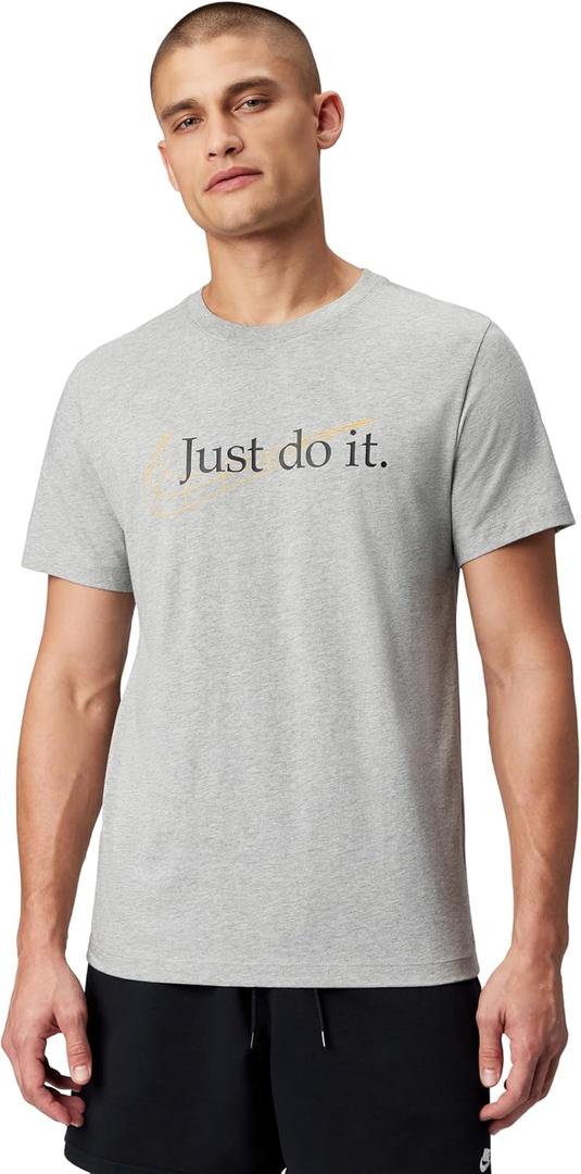 Nike Mens Sportswear Club T-Shirt (Just Do It Swoosh) (Medium, Dark Grey Heather)