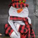 Juegoal Christmas Snowman Tree Topper, Large Plush Snowman Treetop Hugger with Red Black Plaid Top Hat & Scarf, Xmas Tree Ornament Supplies Holiday Winter Home Wonderland Party Decorations