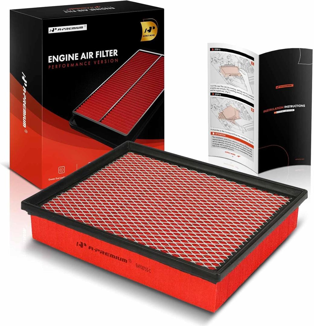 A-Premium Pre-oiled Engine Air Filter Compatible with Chevy, GMC & Cadillac Models - Silverado, Suburban, Tahoe, Cheyenne, Sierra, Yukon, Escalade, Avalanche, C3500HD